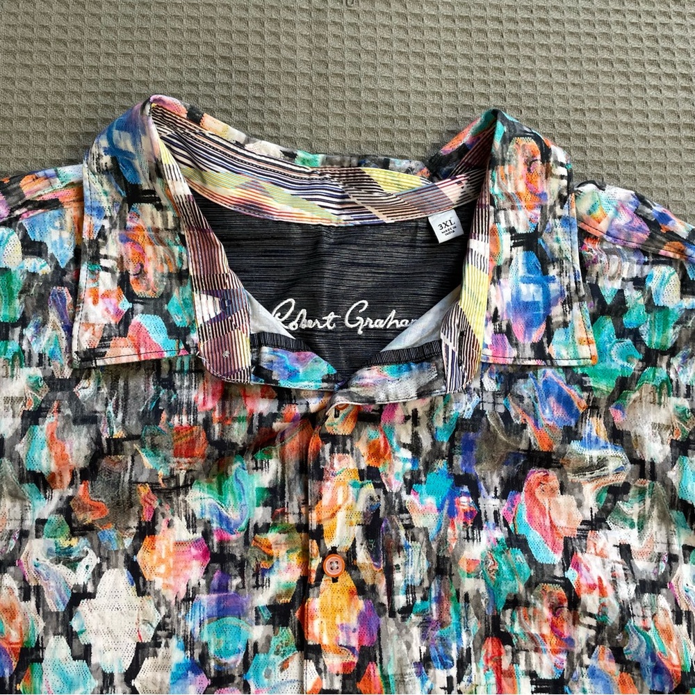 Robert Graham Abstract Geometric Shirt 3XL Mens Short Sleeve Multicolor